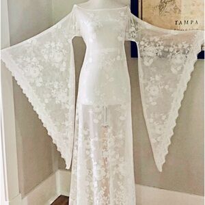 Sheer lace ivory boho dress new never worn